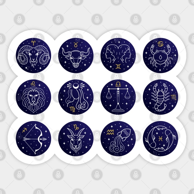 astrological zodiac collections signs illustration Sticker by Mako Design 